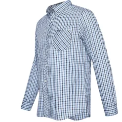 BEN SHERMAN Cheque de la casa Hombre Camisa de manga larga 0077861-AZUL CLARO