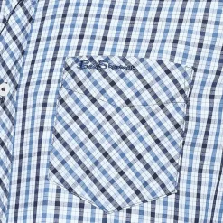 BEN SHERMAN Cheque de la casa Hombre Camisa de manga larga 0077861-AZUL CLARO