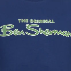 BEN SHERMAN Flocked Logo Hombre Camiseta 0076268-CREÚSCULO DENIM
