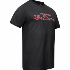BEN SHERMAN Flocked Logo Hombre Camiseta 0076268-NEGRO