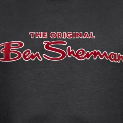 BEN SHERMAN Flocked Logo Hombre Camiseta 0076268-NEGRO