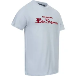 BEN SHERMAN Flocked Logo Hombre Camiseta 0076268N-AZUL HIELO