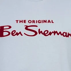 BEN SHERMAN Flocked Logo Hombre Camiseta 0076268N-AZUL HIELO