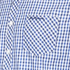 BEN SHERMAN Gingham Hombre Camisa de manga larga 0077860-AZUL
