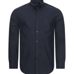 BEN SHERMAN Oxford Hombre Camisa de manga larga 0077857-MARINO OSCURO