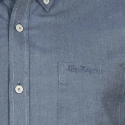 BEN SHERMAN Oxford Hombre Camisa de manga larga 0077857-AZUL OSCURO