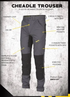 Bench Workwear Cheadle Hombre Pantalón de trabajo Softshell BNCH 017-Marino