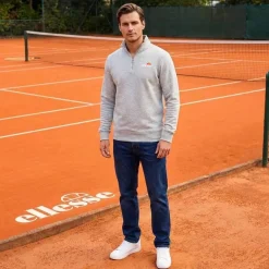ellesse Benevento Hombre 1/4-Cremallera Sudadera SOP23856-Gris