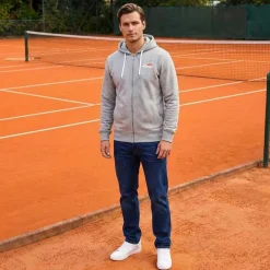 ellesse Klemerio Full Zip Hombre Sudadera con cremallera y capucha SOP23857-Gris claro jaspeado