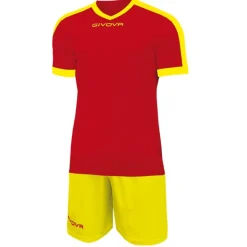 Givova Kit Revolution Camiseta de fútbol con Pantalones cortos rojo amarillo