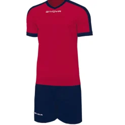 Givova Kit Revolution Camiseta de fútbol con Pantalones cortos azul marino rojo