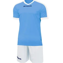 Givova Kit Revolution Camiseta de fútbol con Pantalones cortos azul claro blanco