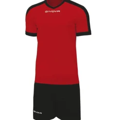 Givova Kit Revolution Camiseta de fútbol con Pantalones cortos rojo negro
