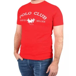 Harvey Miller Polo Club Fashion Hombre Camiseta HRM4490 Rojo