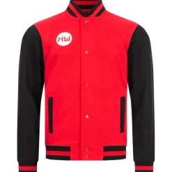 HIDETOSHI WAKASHIMA "Shibuya" Hombre Chaqueta universitaria negro/rojo