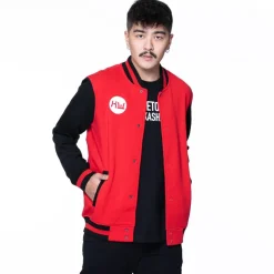 HIDETOSHI WAKASHIMA "Shibuya" Hombre Chaqueta universitaria negro/rojo