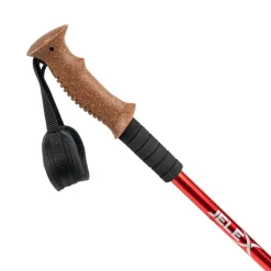 JELEX Bastones de senderismo con asas de corcho rojo