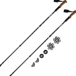 JELEX Bastones de senderismo con asas de corcho negro