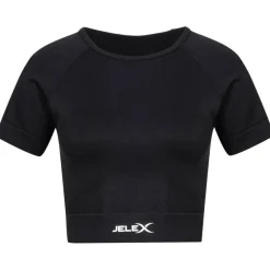 JELEX "Chiara" Mujer Top de fitness de manga corta negro