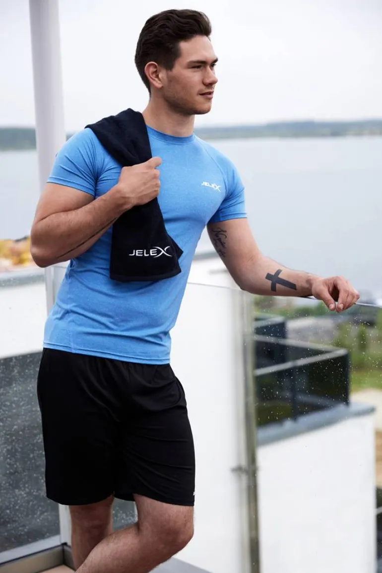 JELEX "100FIT" Toalla de fitness con bolsillo negro