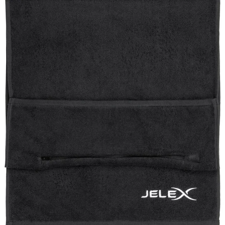 JELEX "100FIT" Toalla de fitness con bolsillo negro