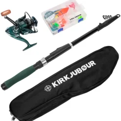 KIRKJUBØUR ® "Agnatha" Set de caña de pescar telescópica 2,70 m