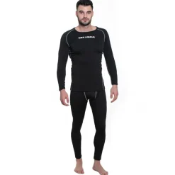 KIRKJUBØUR ® "Hafjall" Hombre Conjunto de ropa interior térmica 2 piezas negro