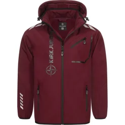 KIRKJUBØUR® "Alvik" Hombre Chaqueta SOFTSHELL columna de agua 10.000 mm rojo oscuro/negro