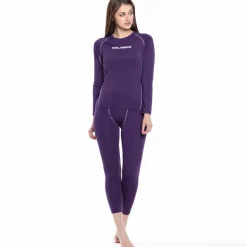 KIRKJUBØUR® "Hafjall" Mujer Conjunto de ropa interior térmica 2 piezas morado