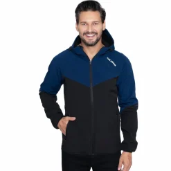 KIRKJUBØUR® "Njordr" Hombre Chaqueta SOFTSHELL 10.000 mm columna de agua azul marino/negro
