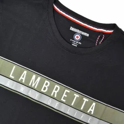 Lambretta Chest Stripe Hombre Camiseta SS0157-BLK