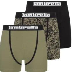Lambretta Paisley Hombre Calzoncillos bóxer Pack de 3 SS1065-KHAKI/BLK