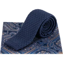 Lambretta Paisley Hombre Corbata de punto y Pañuelo de bolsillo LAMAW2312-NAVY