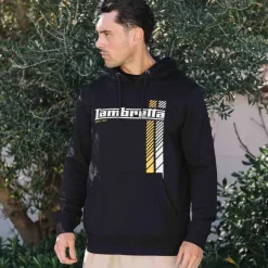 Lambretta Racing Stripe Hombre Sudadera con capucha SS4031-NEGRO