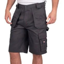 Lee Cooper Holster Pocket Workwear Hombre Pantalones cortos de trabajo grises LCSHO810-GRY