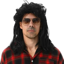 MAASKANTJE "Schnitzel" Mullet retro Mullet Peluca negro