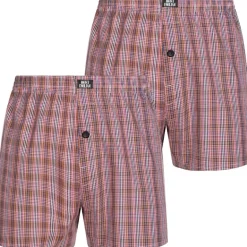 MONT EMILIAN "Nantes" Hombre Americano Calzoncillos bóxer Pack de 2 rojo/cuadros