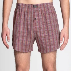 MONT EMILIAN "Nantes" Hombre Americano Calzoncillos bóxer Pack de 2 rojo/cuadros