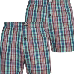 MONT EMILIAN "Nantes" Hombre Americano Calzoncillos bóxer Pack de 2 turquesa/cuadros