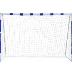 MUWO Portería de fútbol grande de acero 3 x 2 m azul/blanco