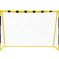 MUWO Portería de fútbol grande de acero 3 x 2 m negro/amarillo