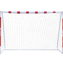 MUWO Portería de fútbol grande de acero 3 x 2 m rojo/blanco