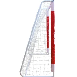 MUWO Portería de fútbol grande de acero 3 x 2 m rojo/blanco