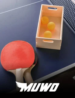 MUWO Set de 2 palas de tenis de mesa con red y 3 pelotas