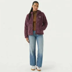 Reebok Double Monkey Fleece Mujer Chaqueta RBO21480-Rosa oscuro polvoriento