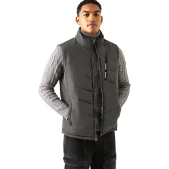 Reebok Puffer Vest 2-in-1 Hombre Reversible Chaleco RBO15720-Carbón vegetal