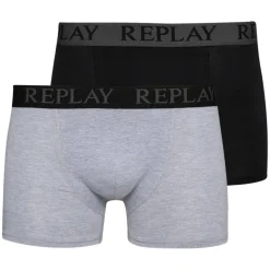 REPLAY Boxer Style Cuff Logo Hombre Calzoncillos bóxer Pack de 2 I101143-N088
