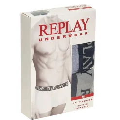 REPLAY Boxer Style Cuff Logo Hombre Calzoncillos bóxer Pack de 2 I101143-N145