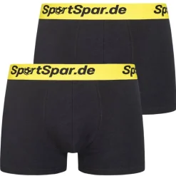 Sportspar.de Hombre "Double Sparbuchse" Calzoncillos bóxer Pack de 2 negro-amarillo