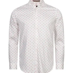 TED BAKER Ardea Dot Hombre Camisa de manga larga 272171-BLANCO